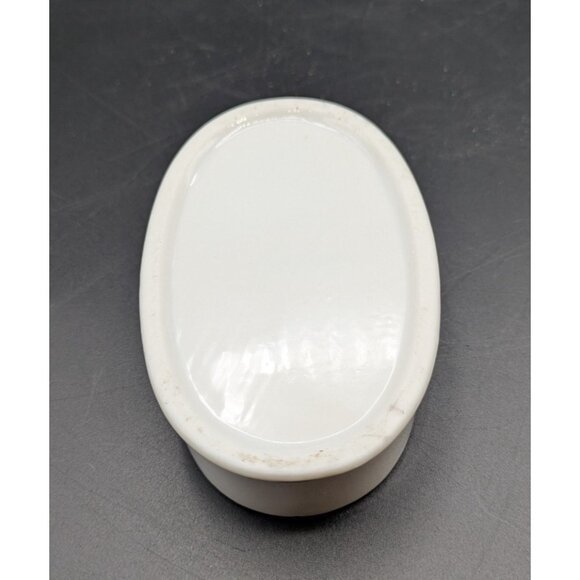 Fitz and Floyd White Porcelain Laying Frog Gazing Trinket Box Vintage Japan 3.5" - Picture 8 of 9